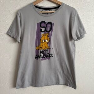 Vintage Y2K Grey Purple Garfield So Not Amused Casual Short Sleeve Graphic Tee